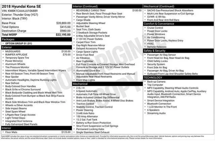 $10824 : Hyundai KONA 2018 AWD SE 4dr image 7