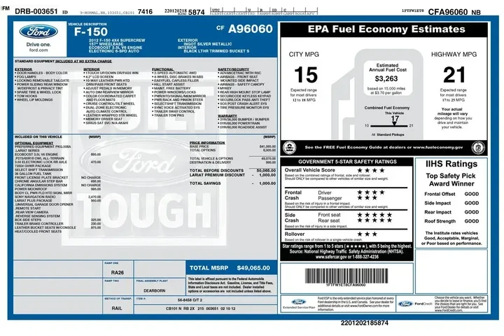 $14900 : Ford F-150 2012 4x4 Lariat 4 image 5