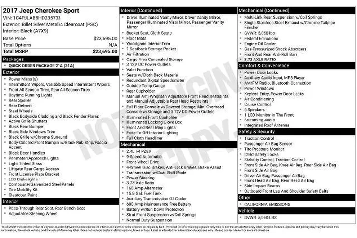 $14012 : Jeep Cherokee 2017 Sport 4dr image 3