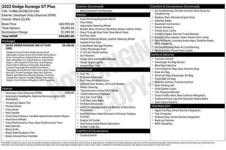 $30220 : Dodge Durango 2022 AWD GT 4d image 6