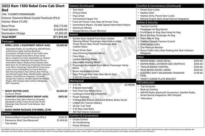 $36912 : Ram 1500 2022 4x4 Rebel 4dr image 6