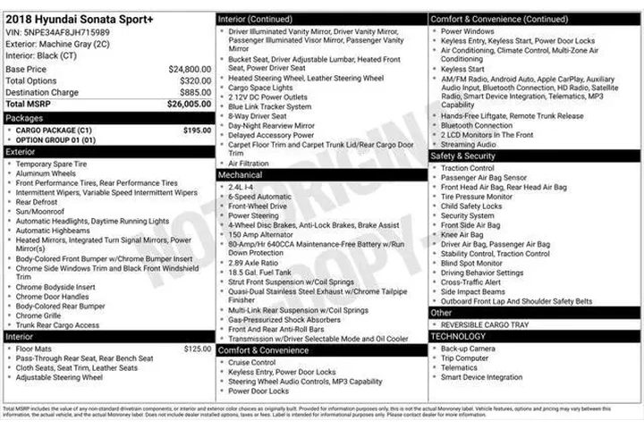 $12295 : Hyundai SONATA 2018 Sport+ 4 image 7