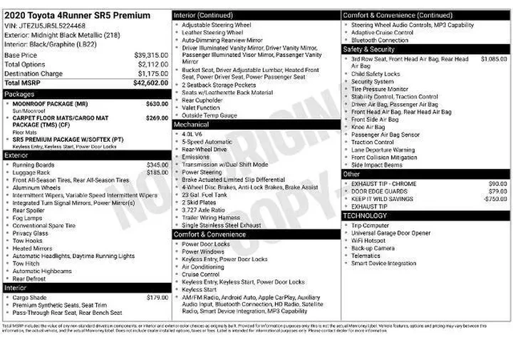 $39000 : Toyota 4Runner 2020 4x2 SR5 image 3