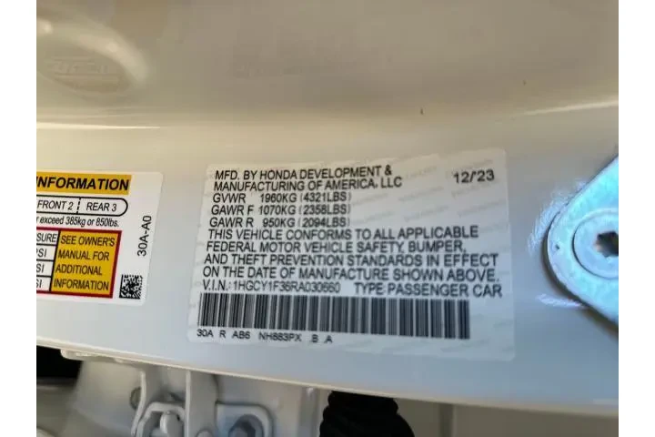 $25892 : Honda Accord 2024 EX 4dr Sed image 10