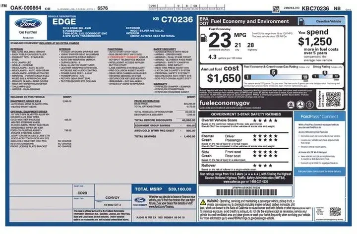 $14970 : Ford Edge 2019 AWD SEL 4dr C image 2