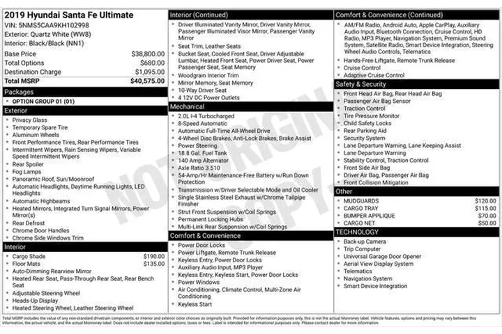 $19500 : Hyundai SANTA FE 2019 AWD Ul image 5