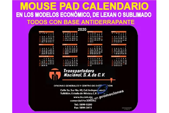 $1 : MOUSE PAD CALENDARIO A COLOR image 4