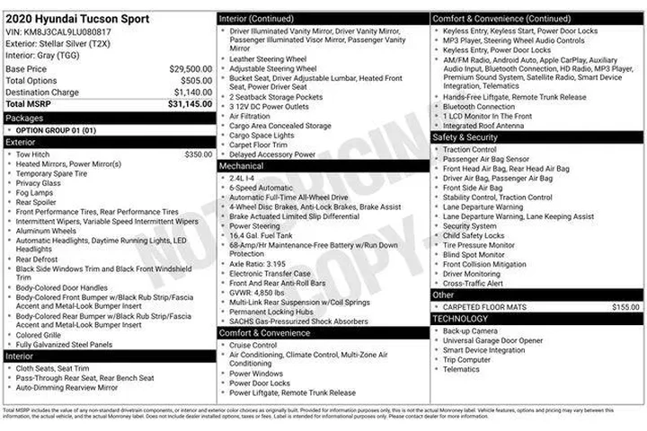 $16590 : Hyundai TUCSON 2020 AWD Spor image 3