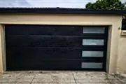 Black Garage Door with windows