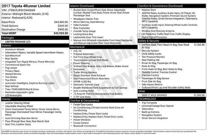 $28961 : Toyota 4Runner 2017 4x4 SR5 image 8