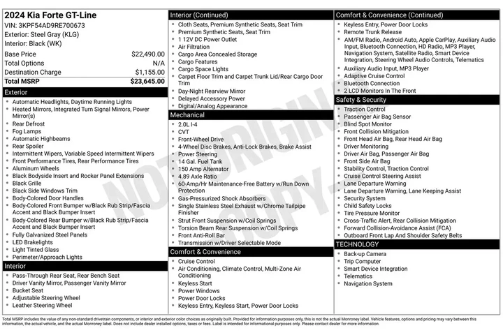 $22991 : Kia Forte 2024 GT-Line 4dr S image 5