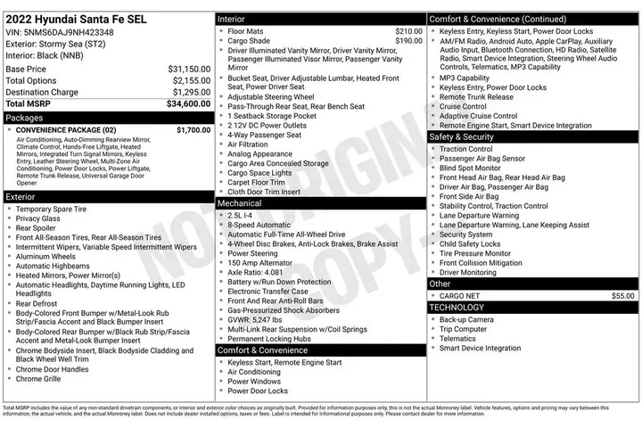 $22447 : Hyundai SANTA FE 2022 AWD SE image 2