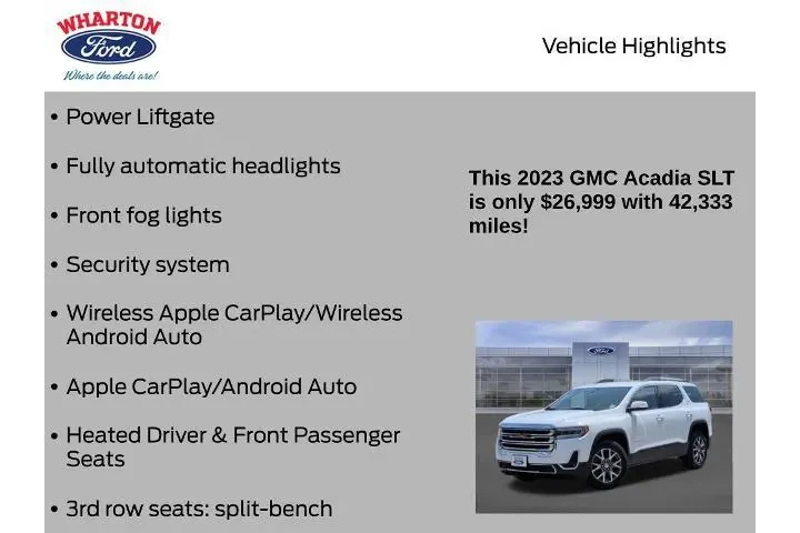 $26999 : GMC Acadia 2023 SLT 4dr SUV image 10