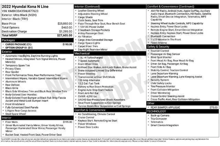 $14900 : Hyundai KONA 2022 N Line 4dr image 7