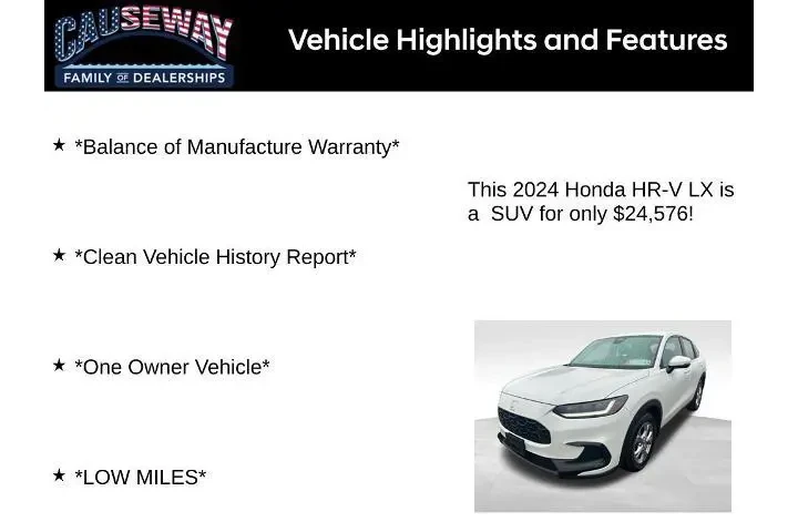 $24576 : Honda HR-V 2024 AWD LX 4dr C image 2