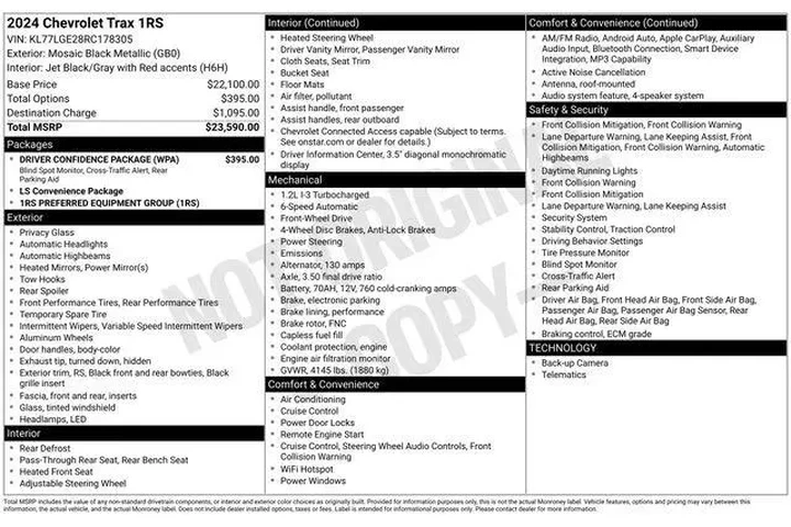 $21995 : Chevrolet Trax 2024 RS 4dr C image 9