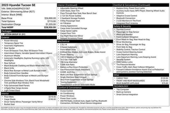 $19990 : Hyundai TUCSON 2023 SE 4dr S image 5