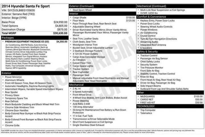$10899 : Hyundai SANTA FE Sport 2014 image 7