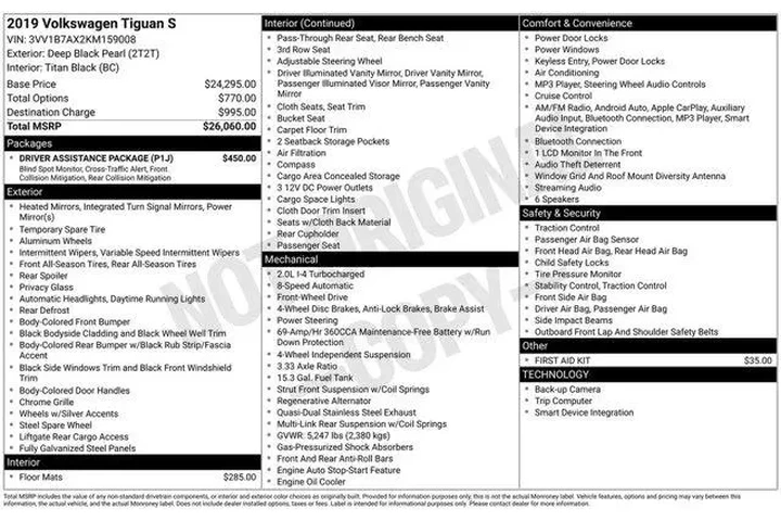 $14655 : Volkswagen Tiguan 2019 S 4dr image 2