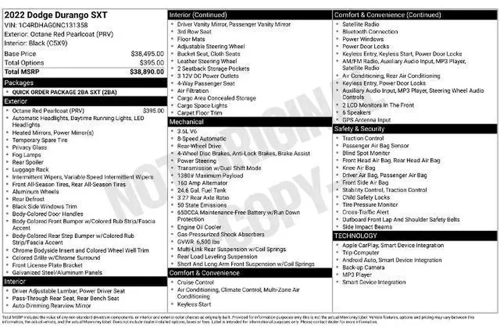 $27200 : Dodge Durango 2022 SXT 4dr S image 7