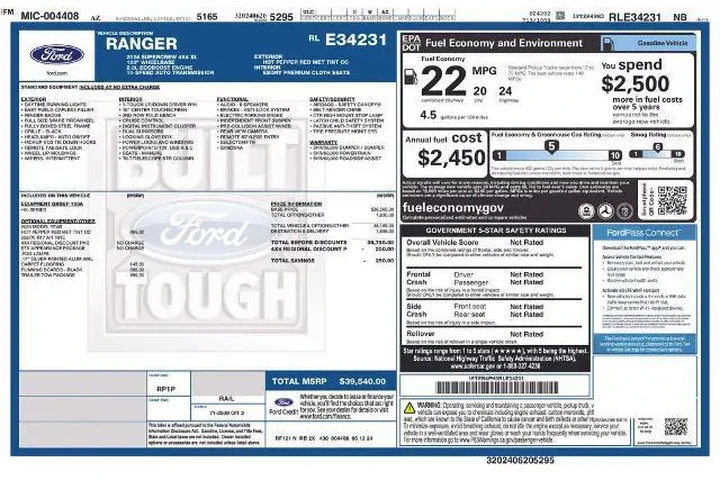 $35212 : Ford Ranger 2024 4x4 XL 4dr image 7