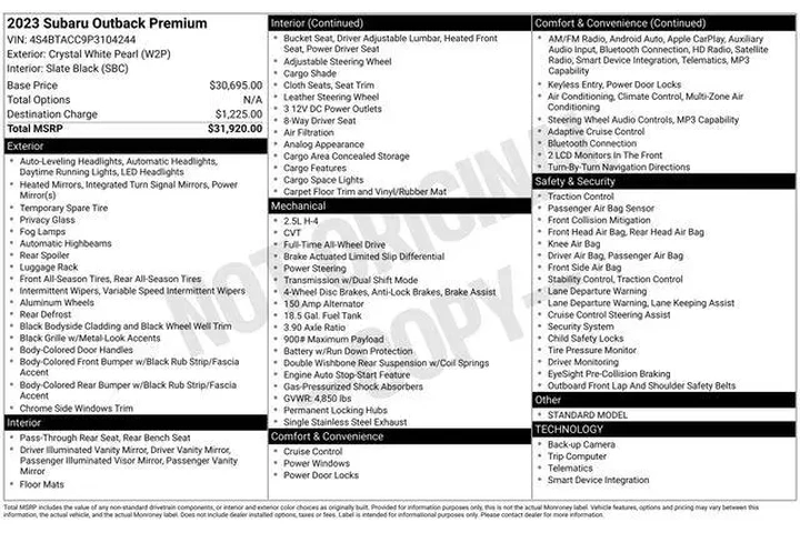 $26991 : Subaru Outback 2023 AWD Prem image 2