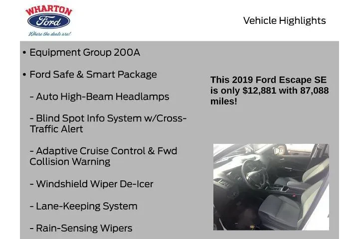 $12881 : Ford Escape 2019 SE 4dr SUV image 6
