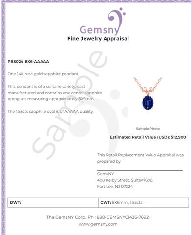 $6445 : Sapphire Rose Gold Necklace image 1