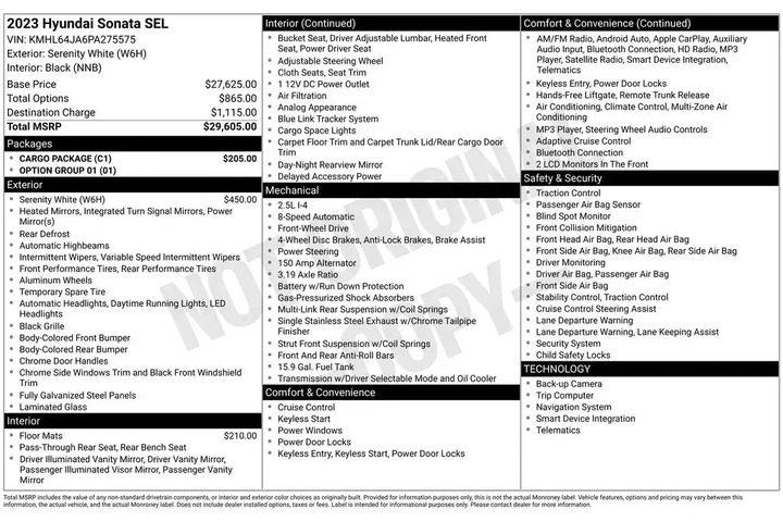 $20569 : Hyundai SONATA 2023 SEL 4dr image 6