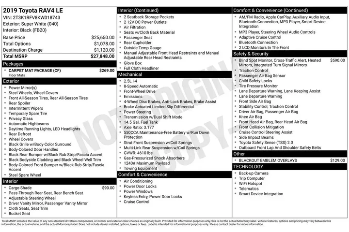 $21807 : Toyota RAV4 2019 LE 4dr SUV image 2