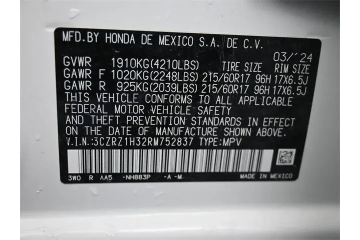 $20673 : Honda HR-V 2024 LX 4dr Cross image 4