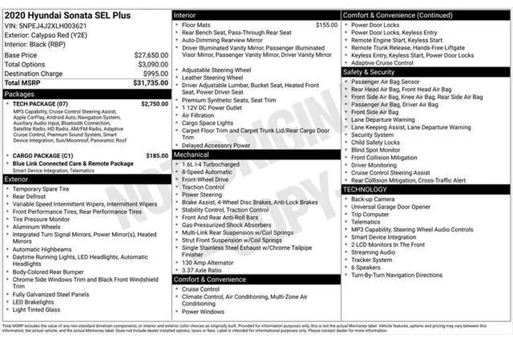 $19952 : Hyundai SONATA 2020 SEL Plus image 7