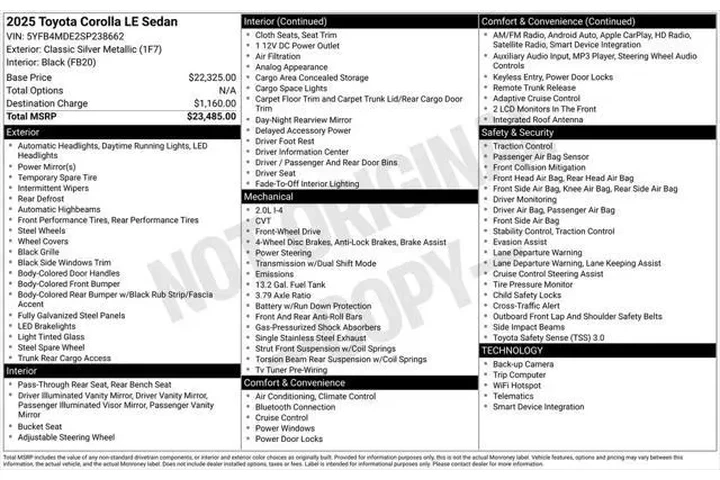 $18987 : Toyota Corolla 2025 LE 4dr S image 3