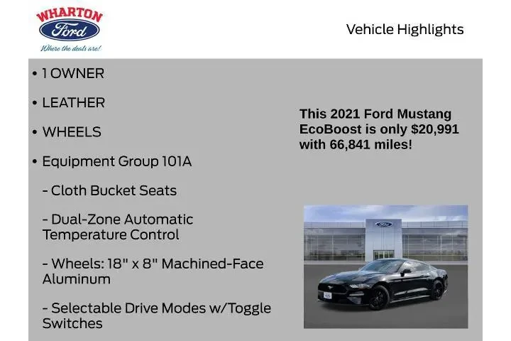 $20991 : Ford Mustang 2021 EcoBoost 2 image 5