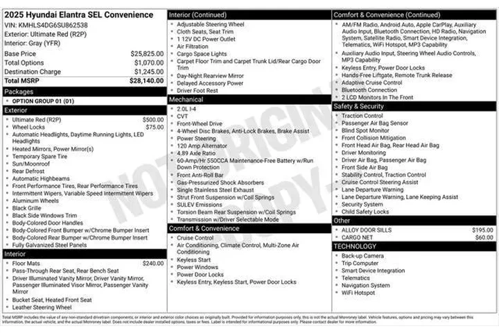 $22321 : Hyundai ELANTRA 2025 SEL Con image 7