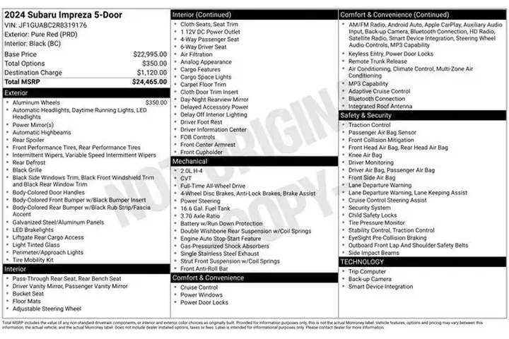 $21990 : Subaru Impreza 2024 AWD Base image 3