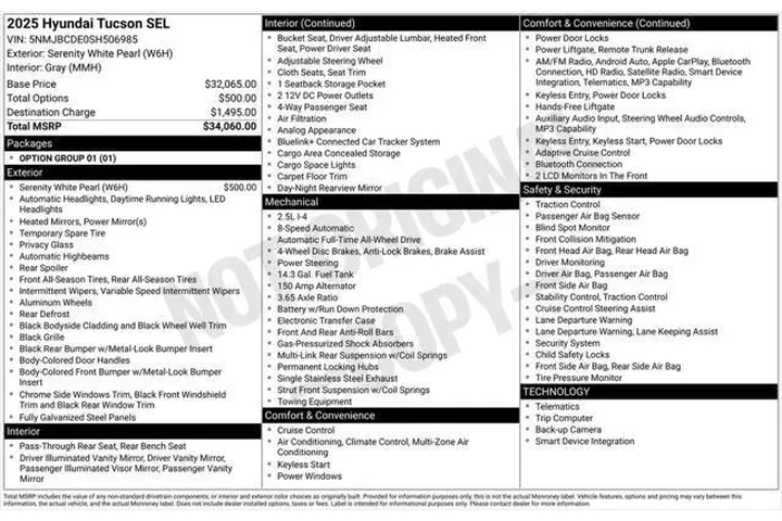 $24995 : Hyundai TUCSON 2025 AWD SEL image 5