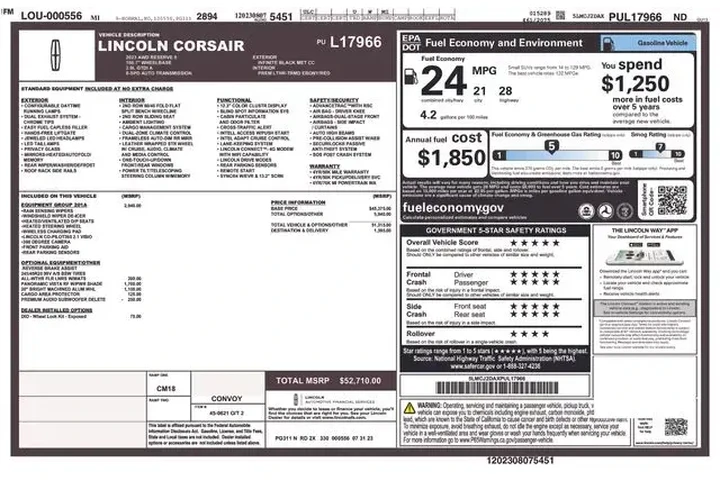 $34945 : Lincoln Corsair 2023 AWD Res image 2