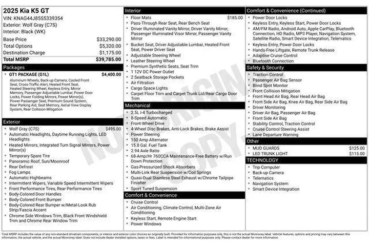$30995 : Kia K5 2025 GT 4dr Sedan image 9