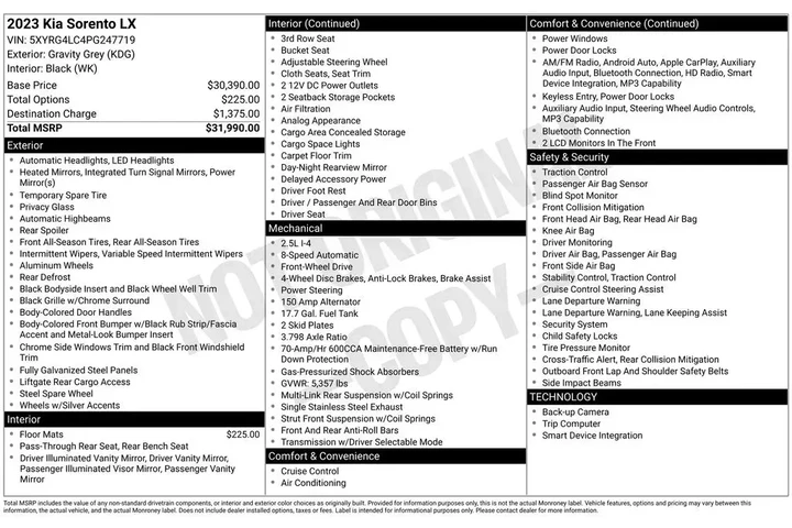 $22335 : Kia Sorento 2023 LX 4dr SUV image 2