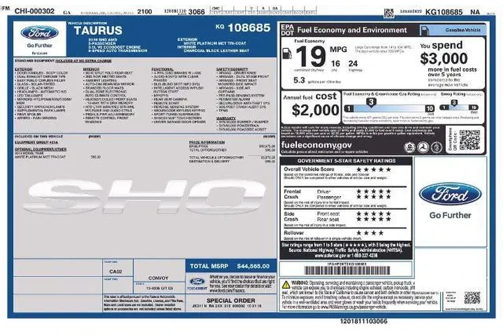 $23600 : Ford Taurus 2019 AWD SHO 4dr image 8