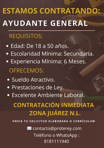 SOLICITAMOS AYUDANTES GENERALE image 1