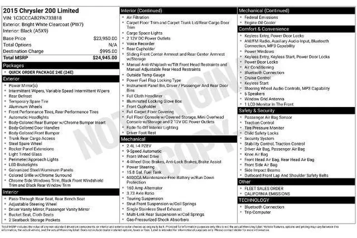 $6394 : Chrysler 200 2015 Limited 4d image 2