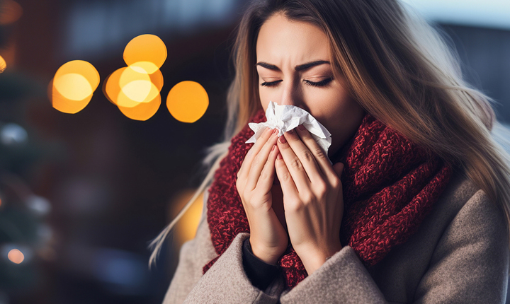 Mujer con señales de resfriado