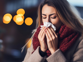 Mujer con señales de resfriado