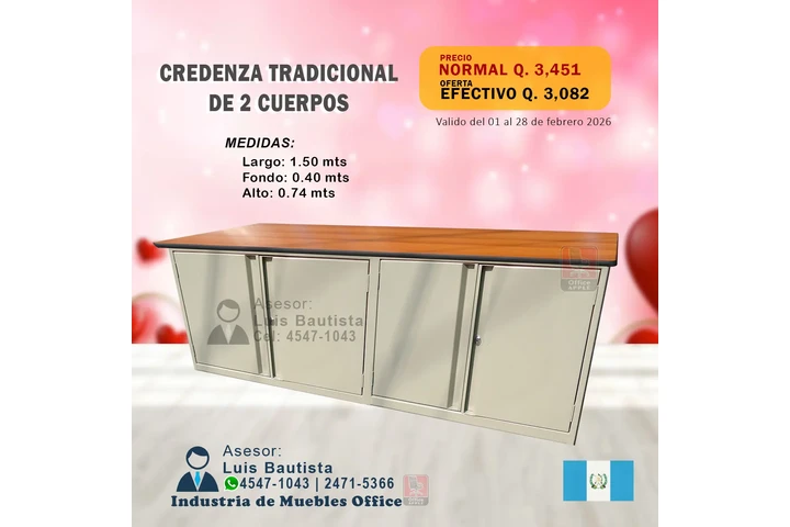 $3082 : CREDENZA TRADICIONAL 2 CUERPOS image 1