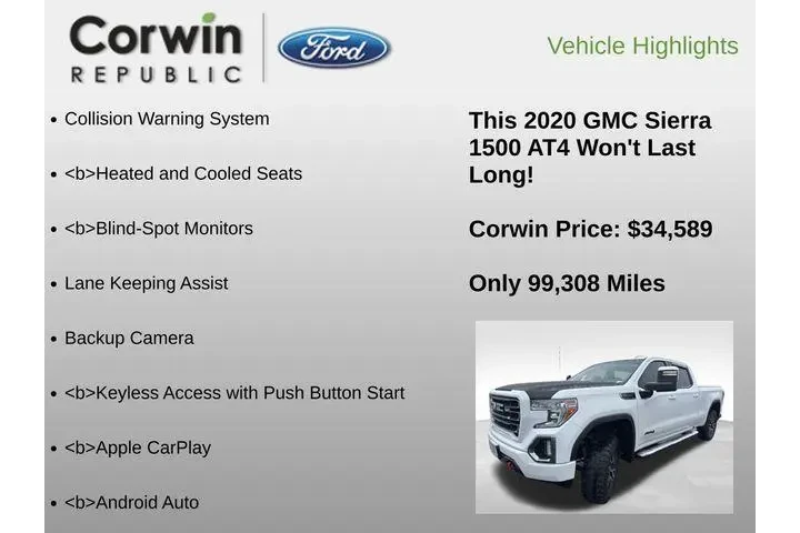 $34589 : GMC Sierra 1500 2020 4x4 AT4 image 6