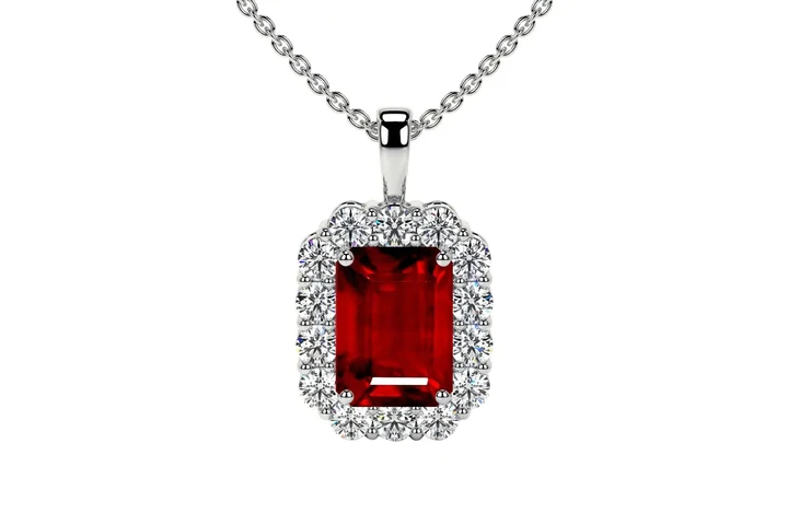 $13096 : Ruby Pendant in Emerald Cut image 1