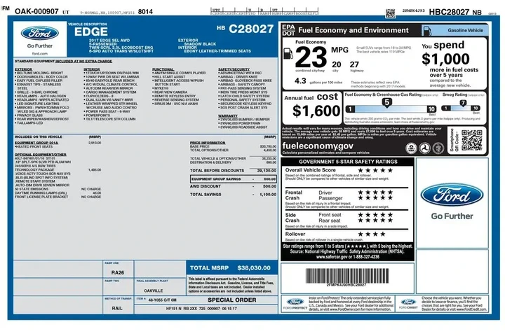 $10441 : Ford Edge 2017 AWD SEL 4dr C image 2