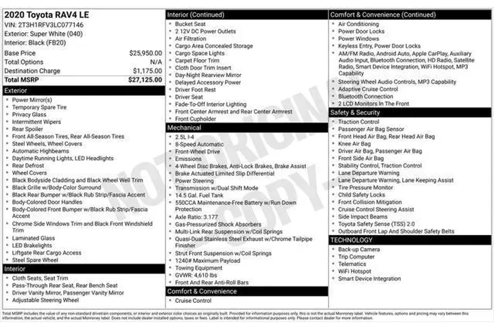 $19169 : Toyota RAV4 2020 LE 4dr SUV image 3